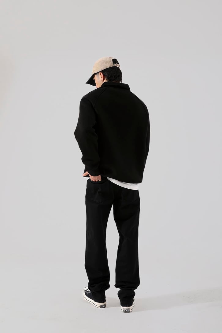 Cep Dikiş Detaylı Siyah Baggy Jean