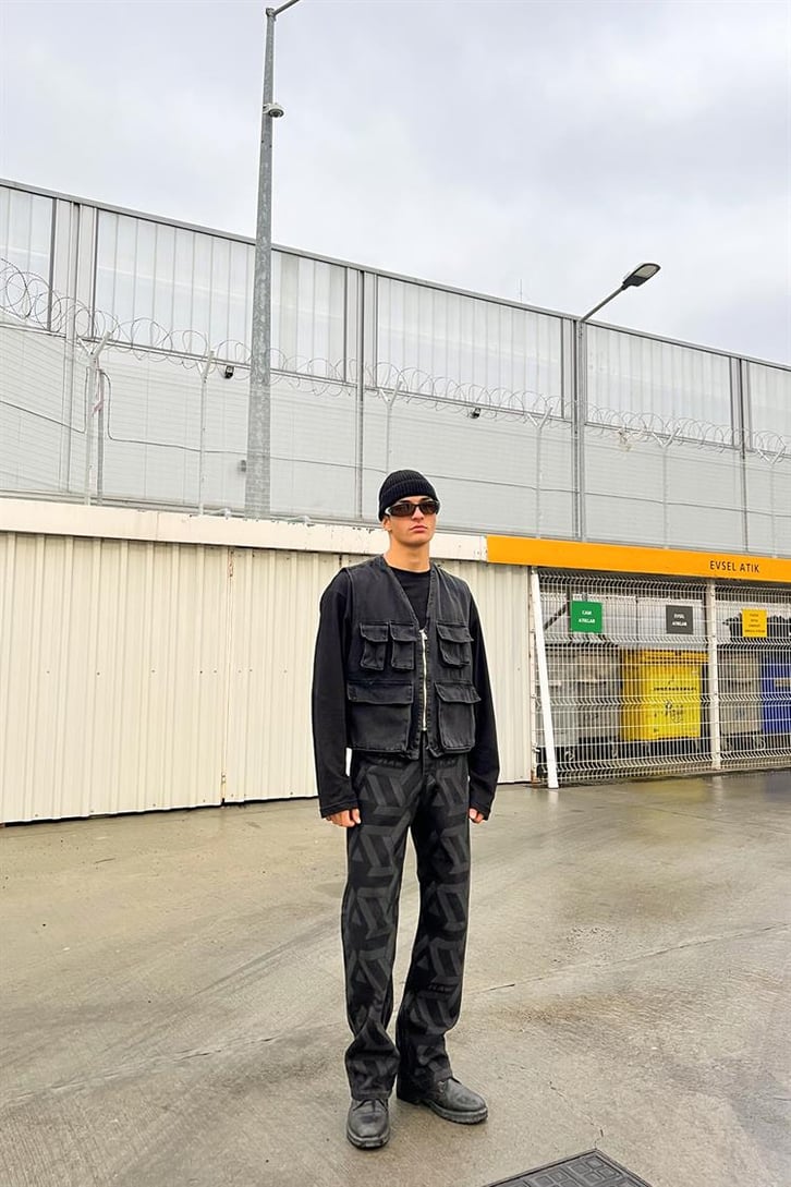 Cepli Antrasit Zipper Kot Yelek