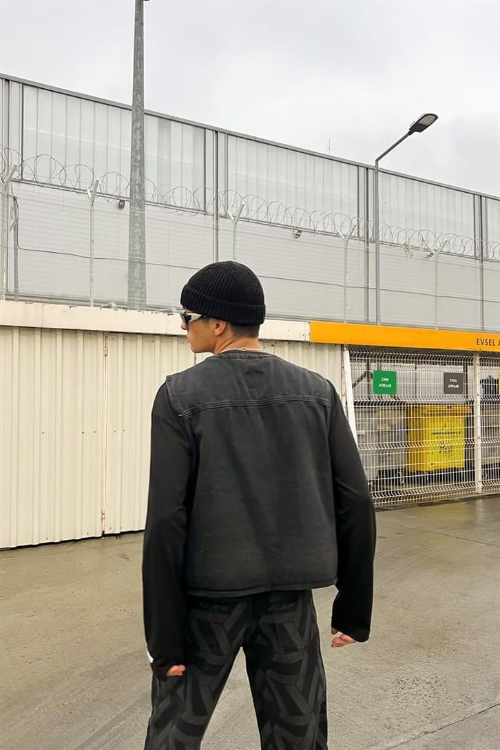 Cepli Antrasit Zipper Kot Yelek