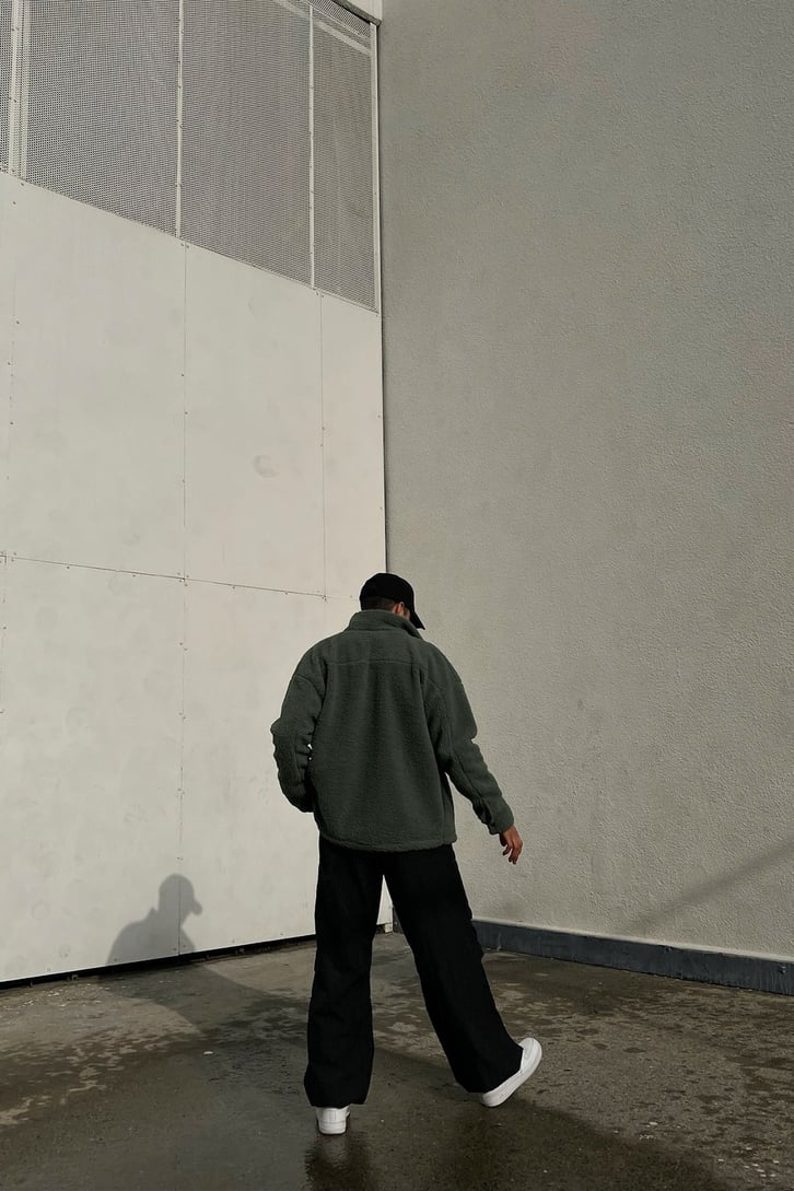 Cepli Yeşil Peluş Ceket