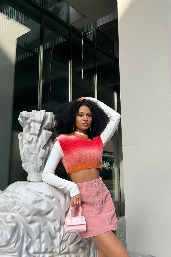 Cepli Zipper Pembe Kadife Mini Etek