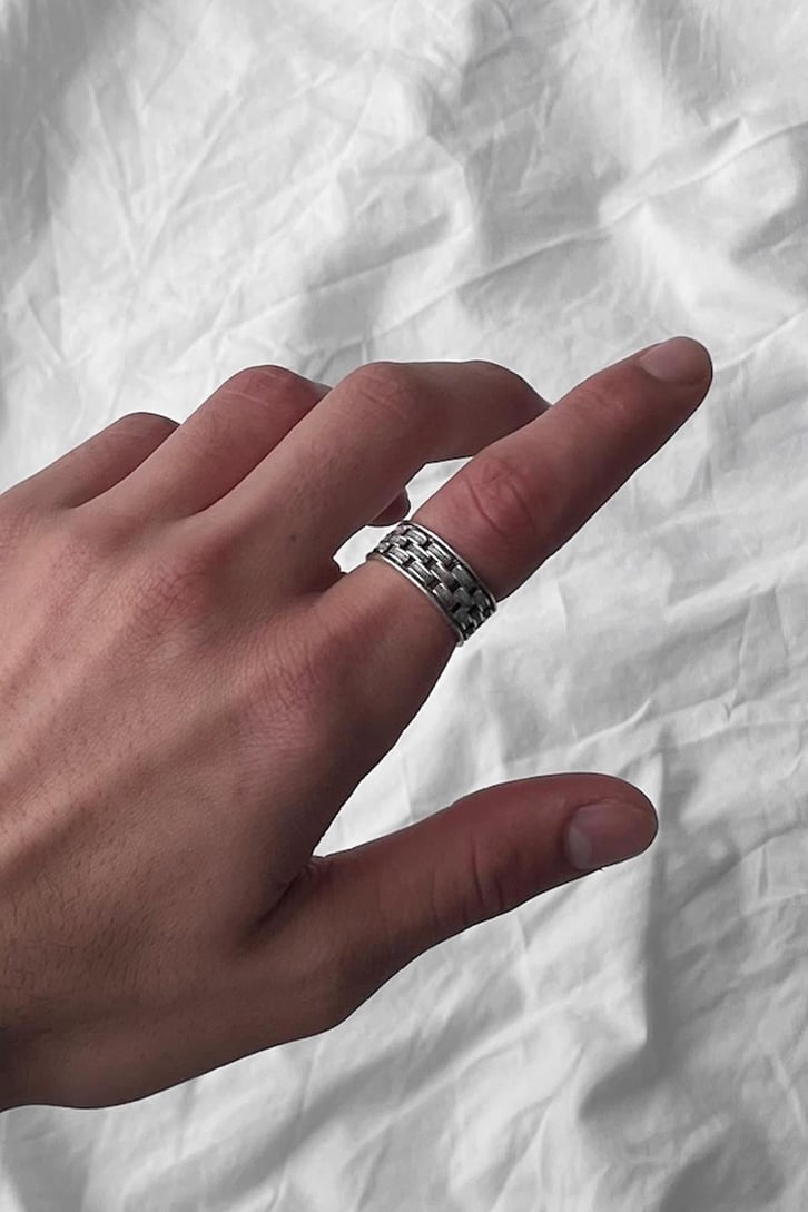 Chained Gümüş Kaplama Ayarlanabilir Yüzük