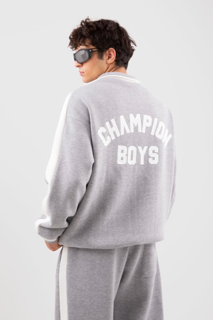 Champion Boys Baskılı Gri Eşofman Takımı