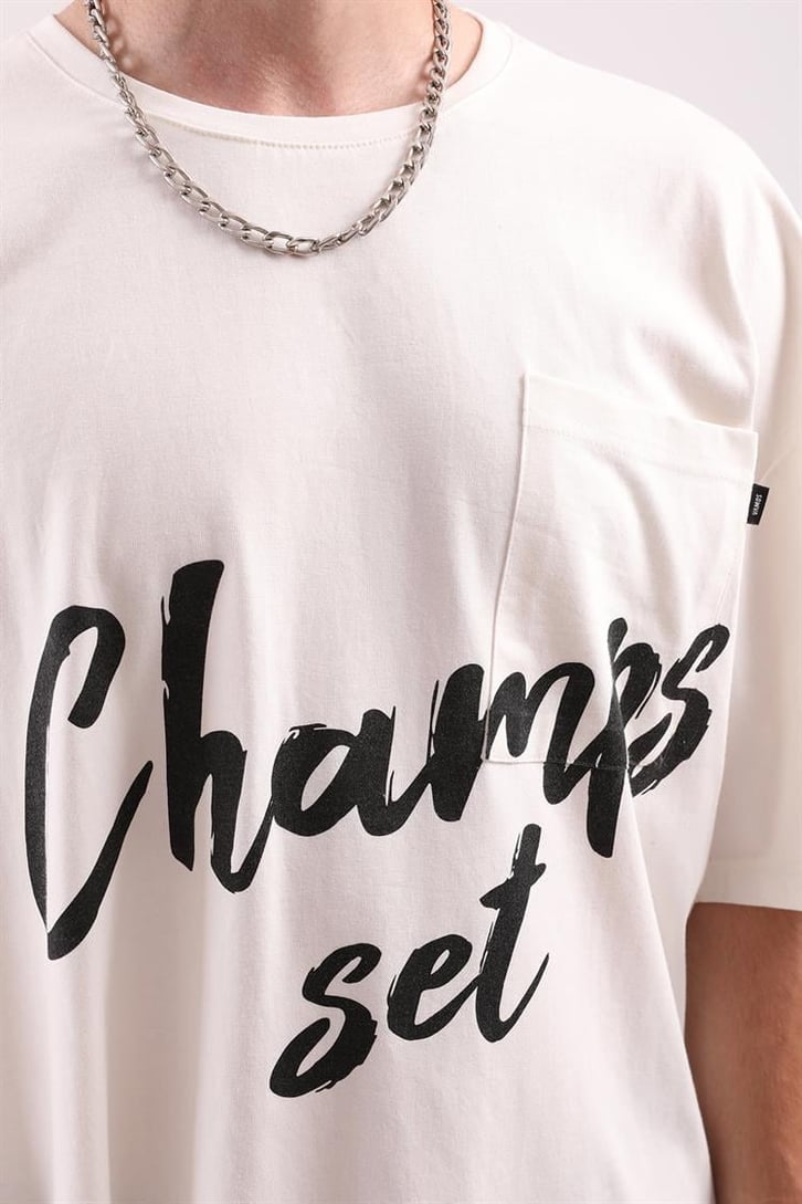 Champs Set Baskılı Mavi Oversize Tshirt