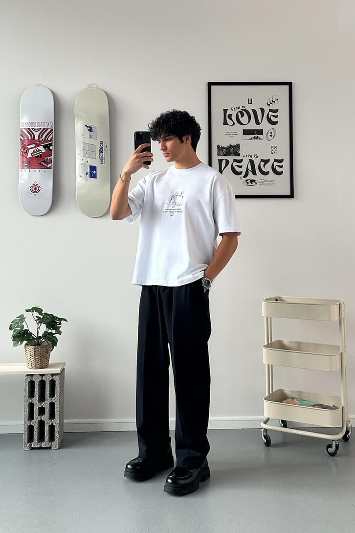 Cheers Bro Baskılı Oversize Tişört