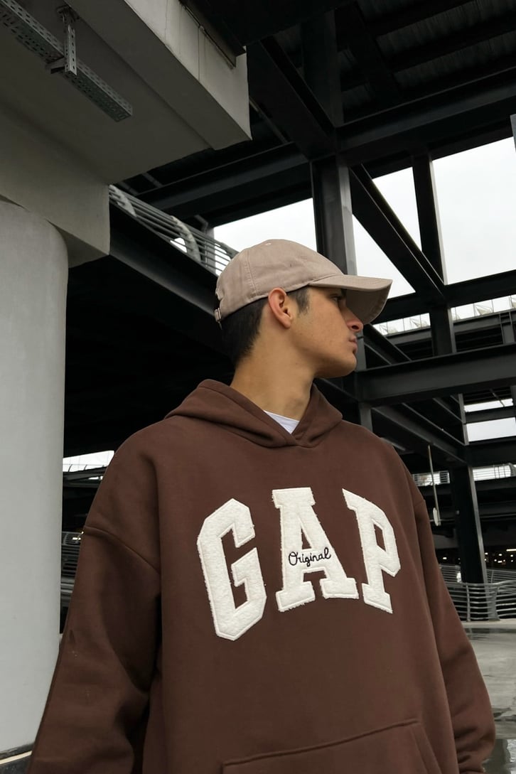 Chest Logo Nakışlı Oversize Hoodie