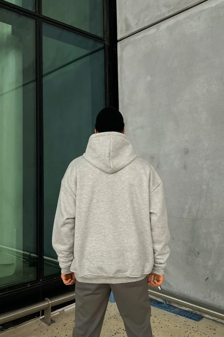 Chest Logo Nakışlı Oversize Hoodie