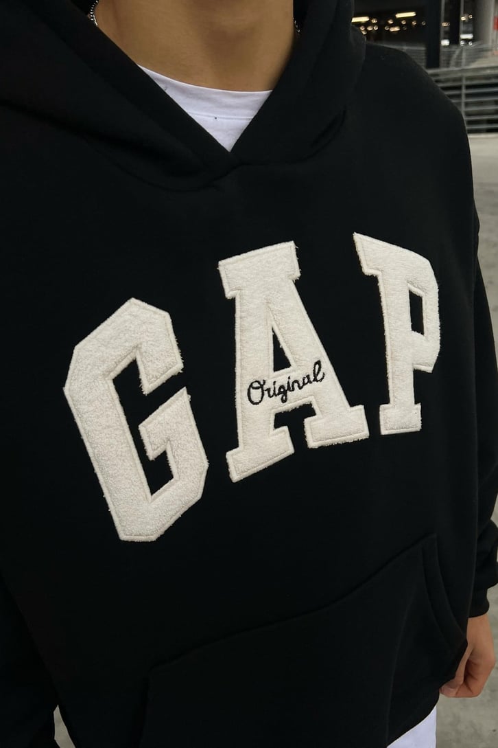 Chest Logo Nakışlı Oversize Hoodie
