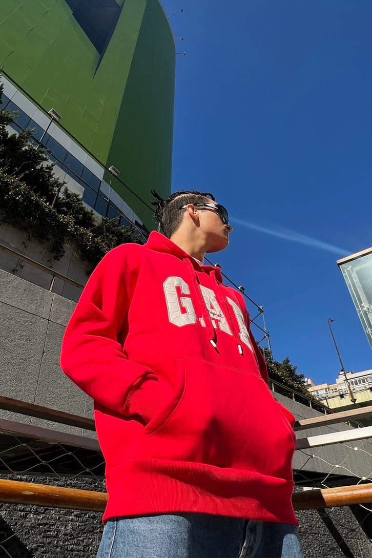 Chest Nakışlı Kırmızı Oversize Sweatshirt