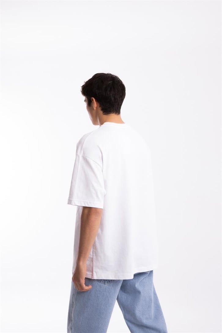 Chill Baskılı Beyaz Oversize Tişört