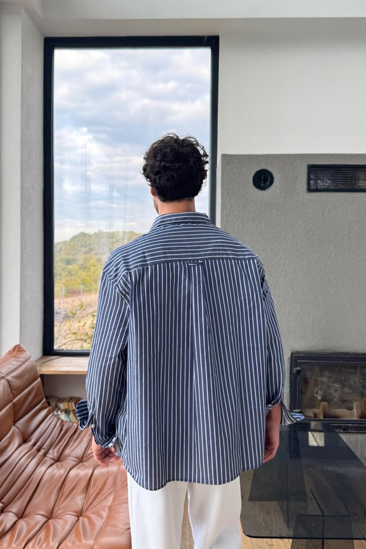 Çift Çizgili Oversize Gömlek