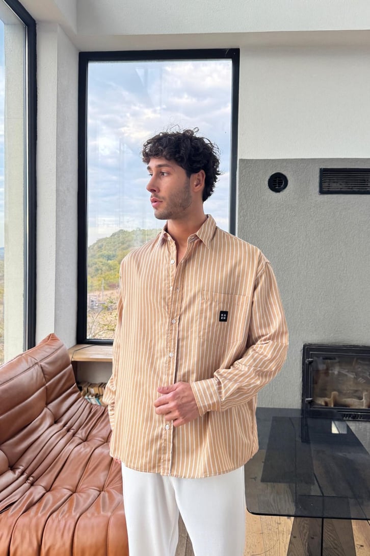 Çift Çizgili Oversize Gömlek
