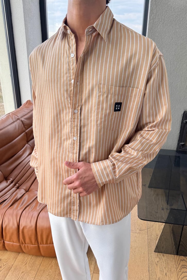 Çift Çizgili Oversize Gömlek