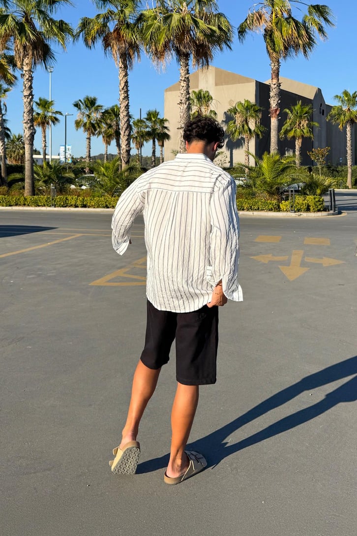 Çift Çizgili Oversize Gömlek