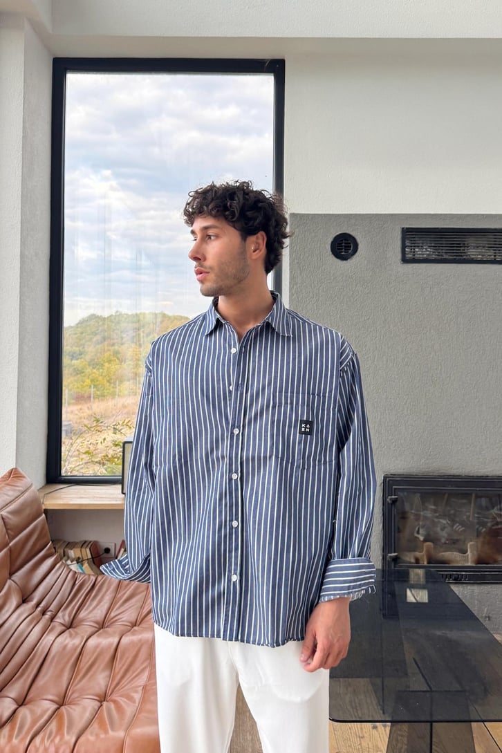 Çift Çizgili Oversize Gömlek
