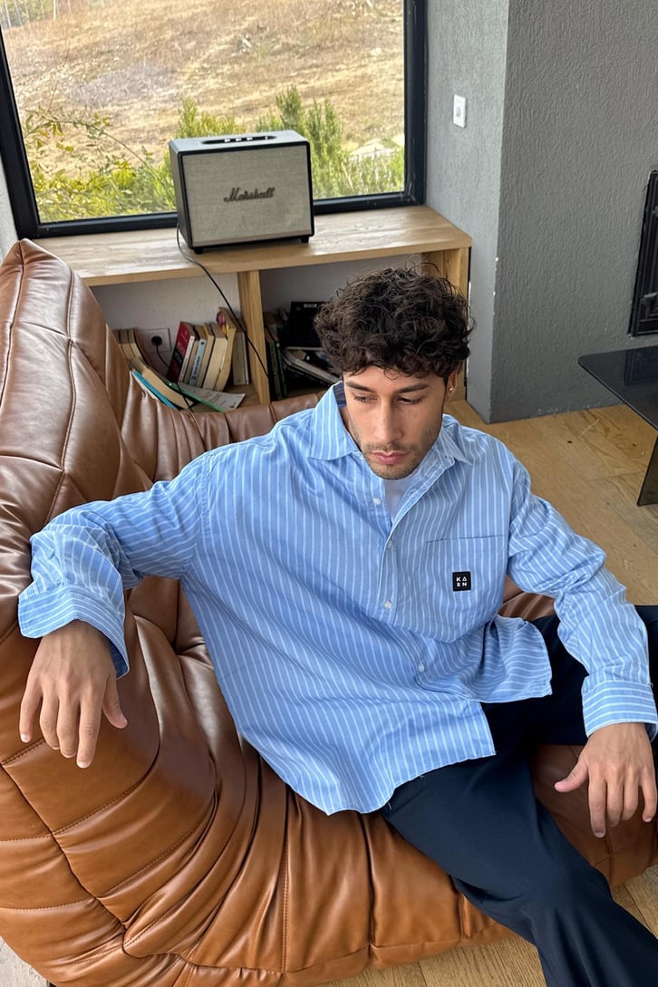 Çift Çizgili Oversize Gömlek