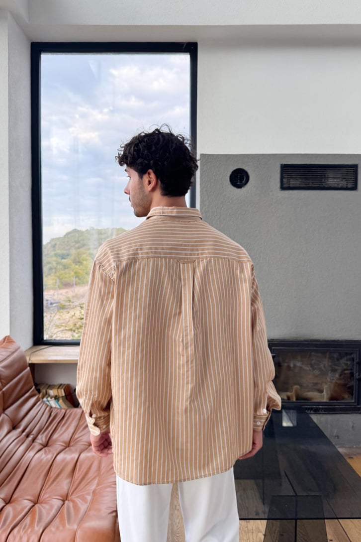 Çift Çizgili Oversize Gömlek