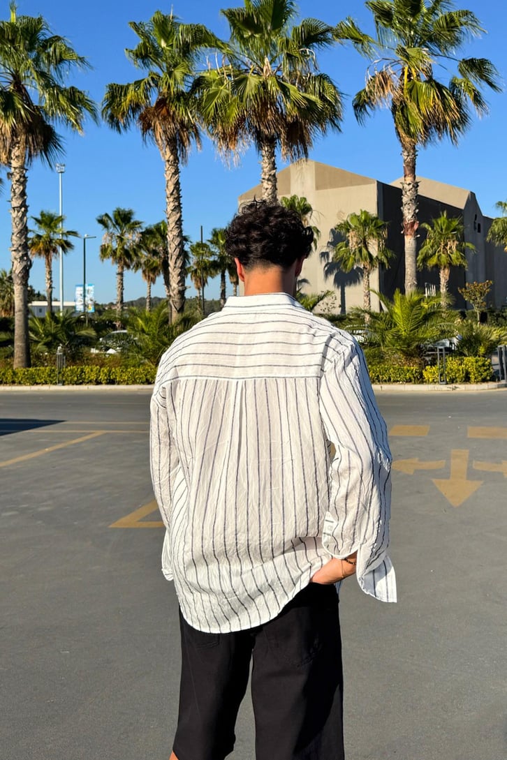 Çift Çizgili Oversize Gömlek