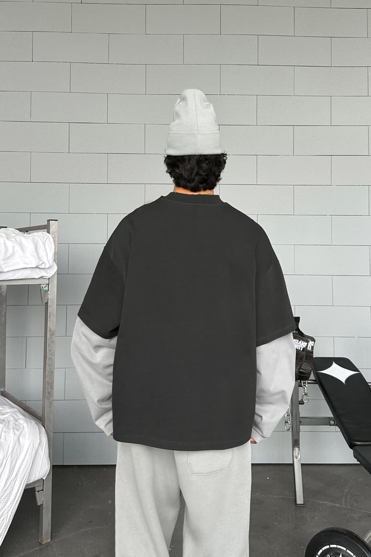 Çift Kollu Basic Oversize Long Sleeve Tişört