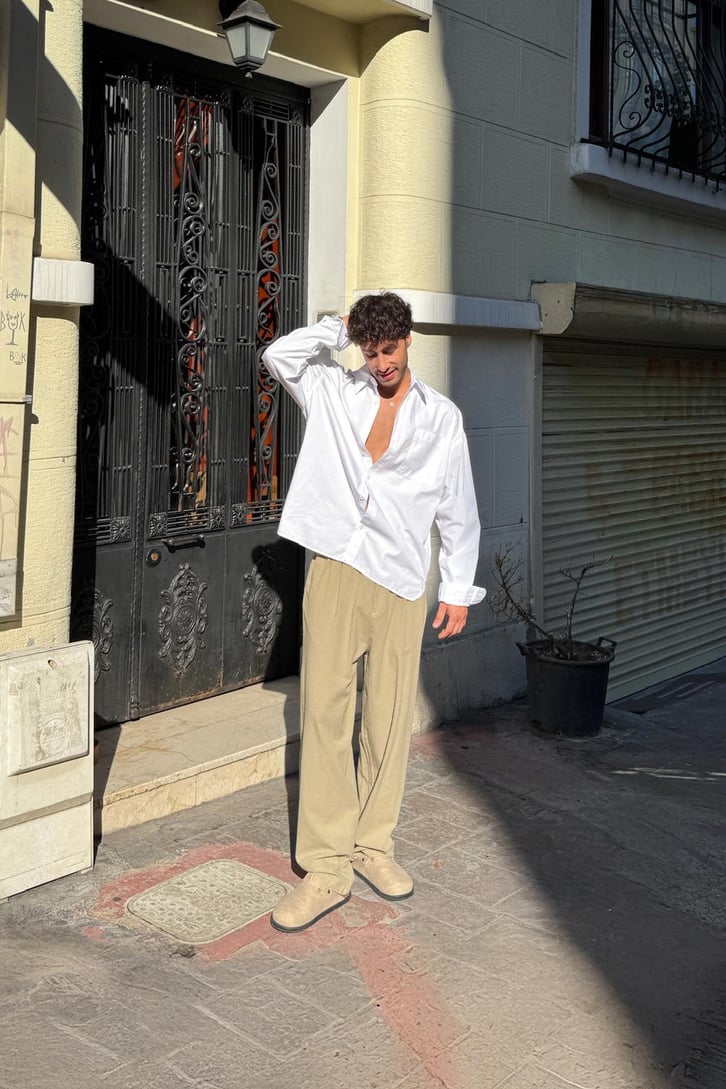 Çift Pileli Keten Pantolon
