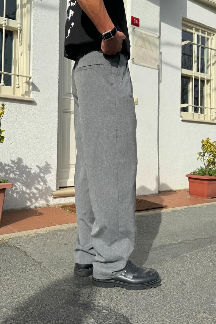 Çift Pileli Kumaş Pantolon