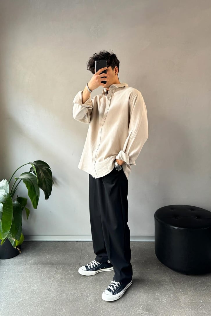 Çift Pileli Relaxed Kumaş Pantolon