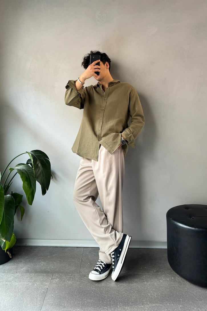 Çift Pileli Relaxed Kumaş Pantolon