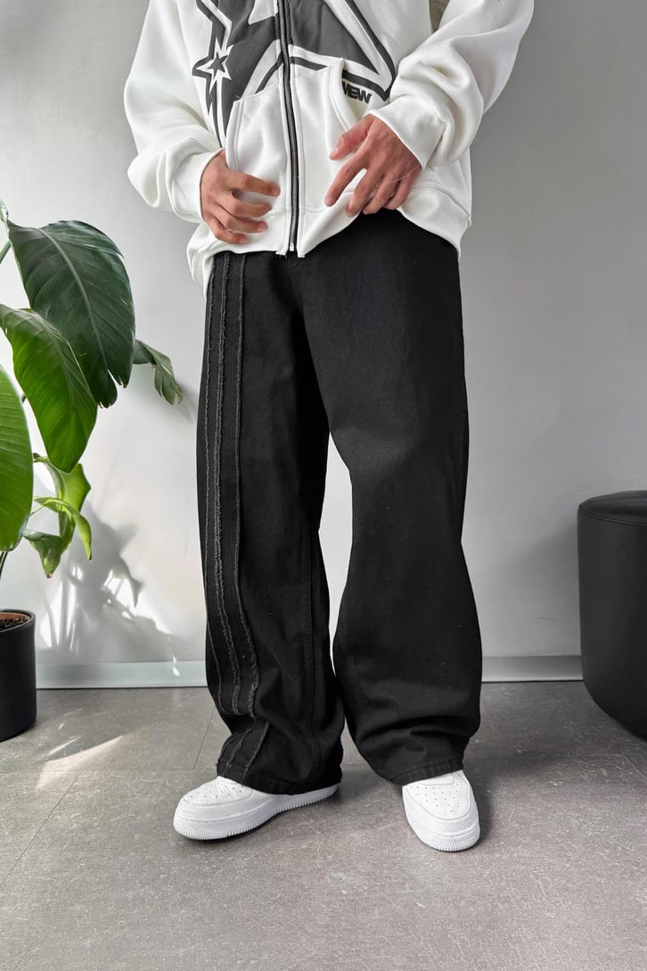 Çift Şeritli Baggy Jean