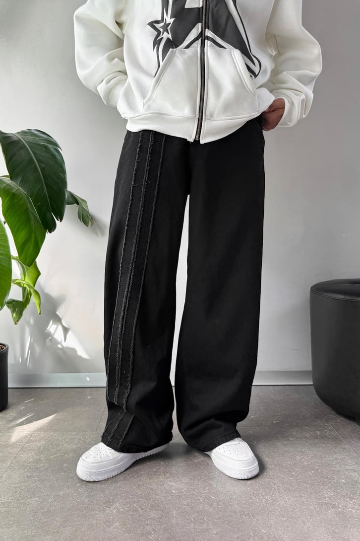 Çift Şeritli Baggy Jean