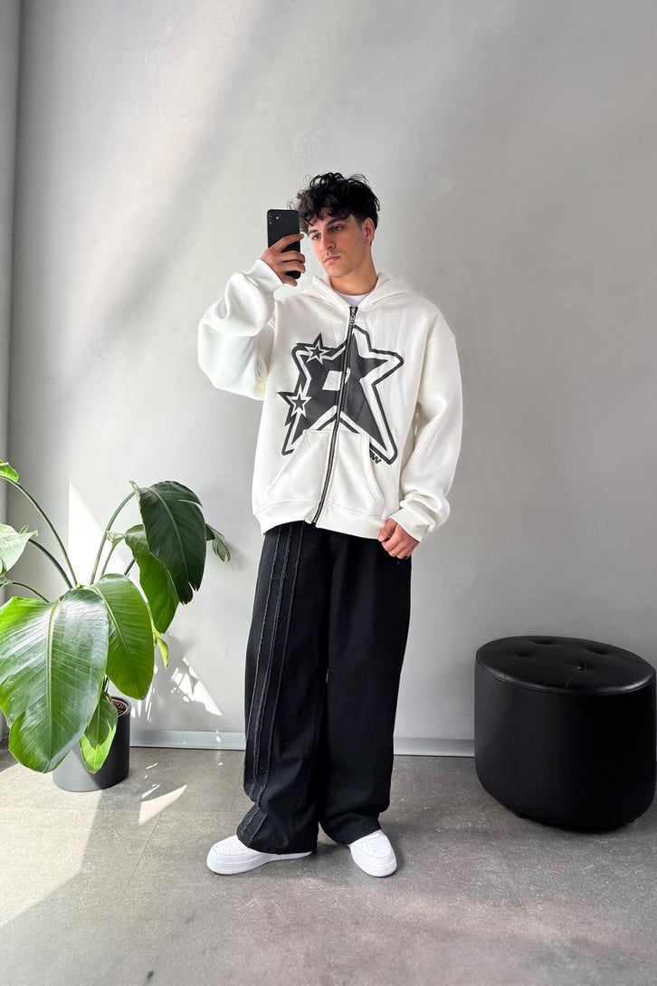Çift Şeritli Baggy Jean