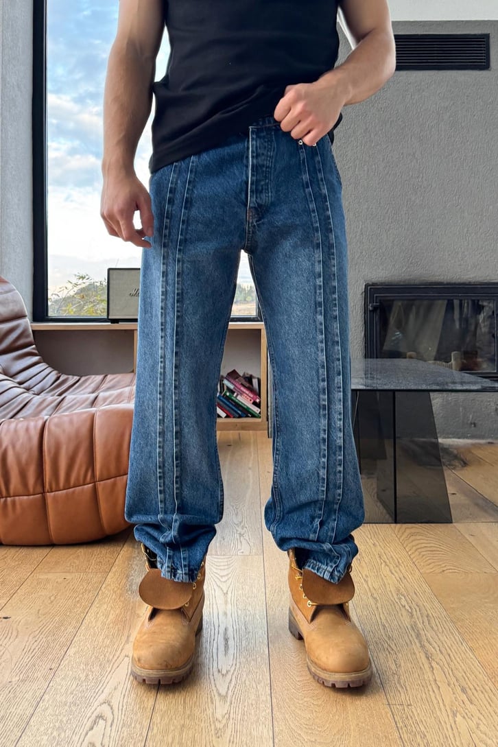 Çift Sıra Dikiş Baggy  Jean
