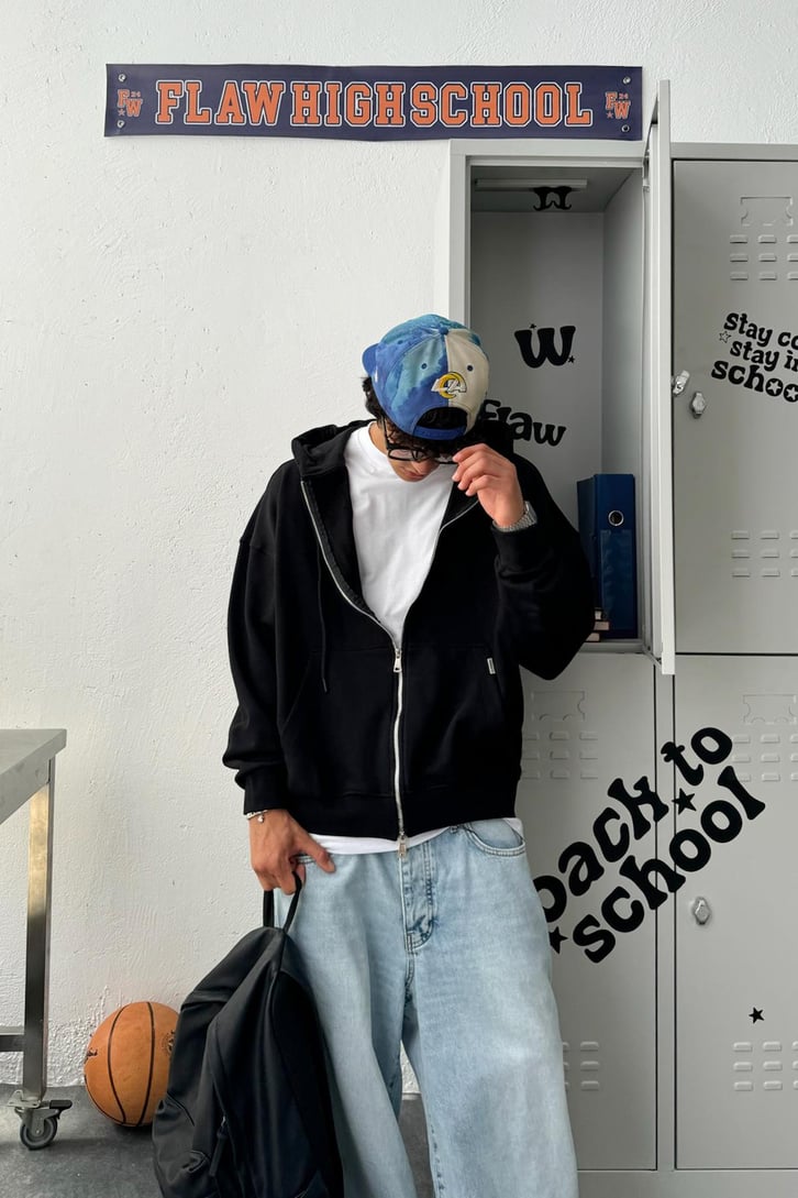 Çift Zip Basic Oversize Hoodie