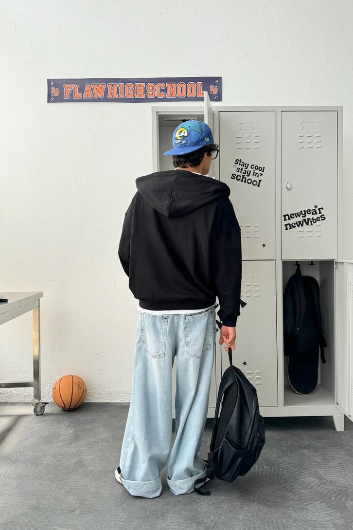 Çift Zip Basic Oversize Hoodie