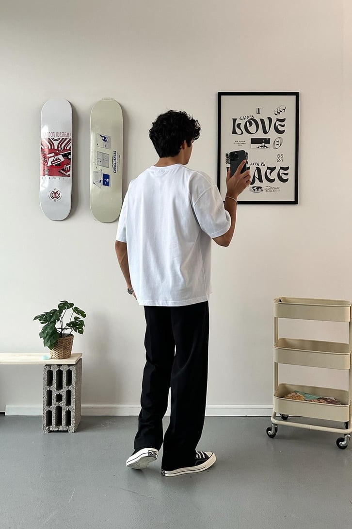 Circle Logo Baskılı Oversize Tişört