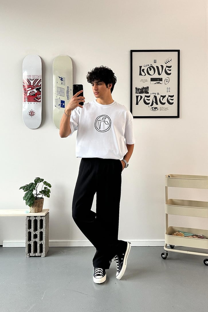 Circle Logo Baskılı Oversize Tişört