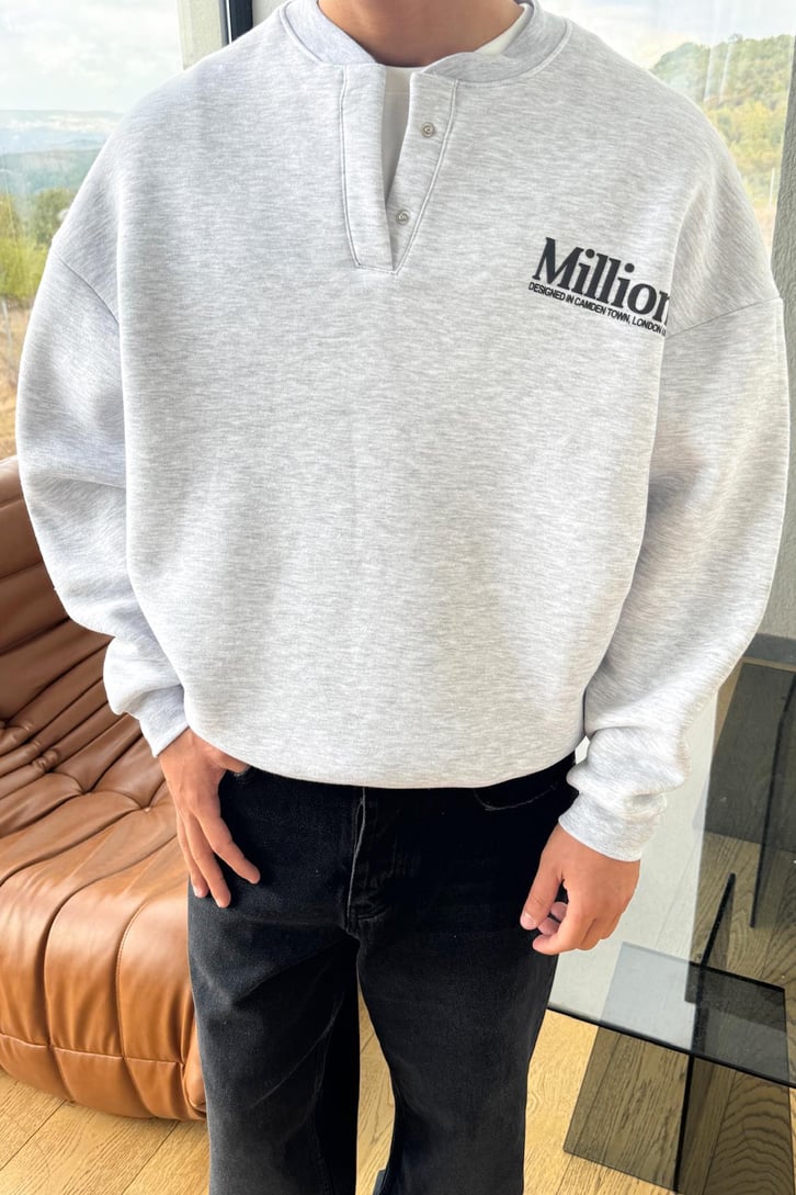 Çıt Çıtlı Bisiklet Yaka Sweatshirt