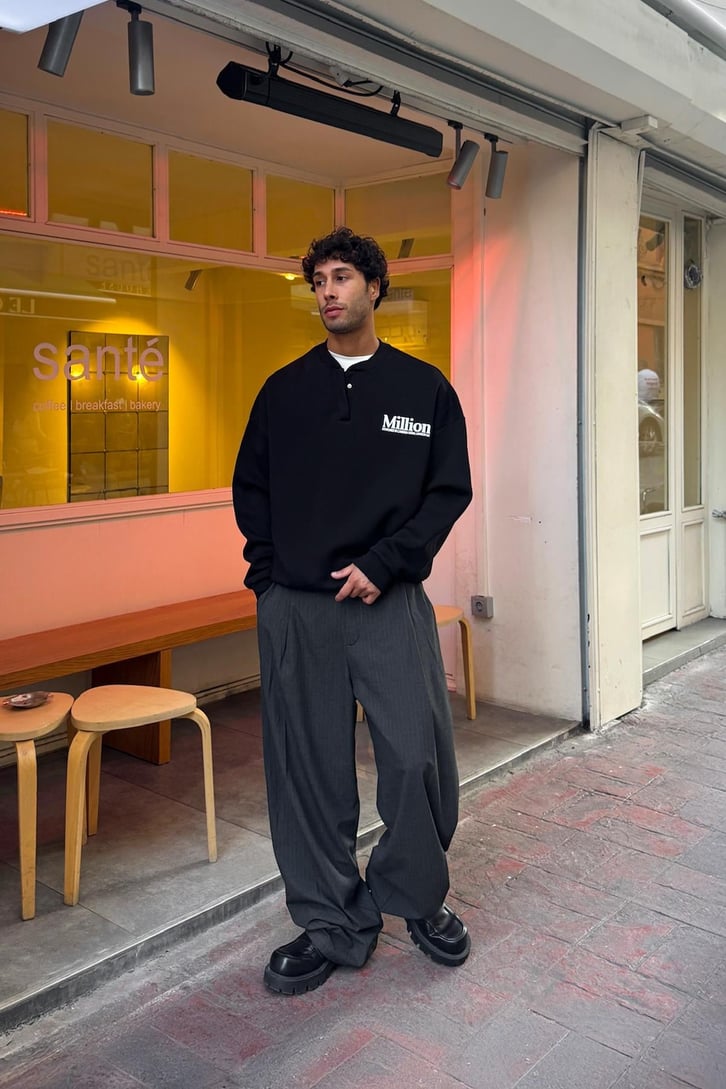 Çıt Çıtlı Bisiklet Yaka Sweatshirt
