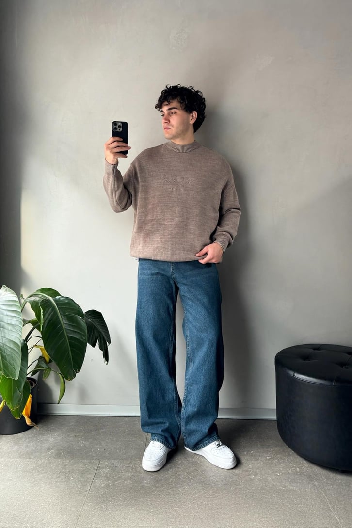 Çizgi Detaylı Baggy Jean