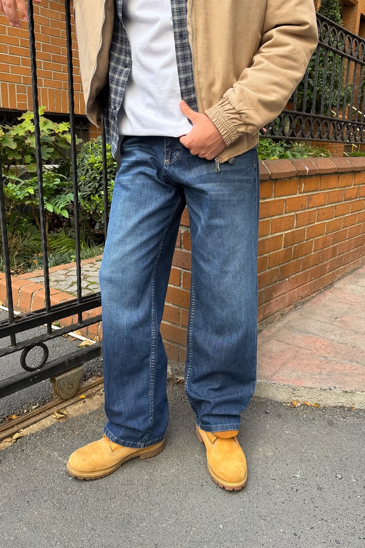 Çizgili Baggy Jean