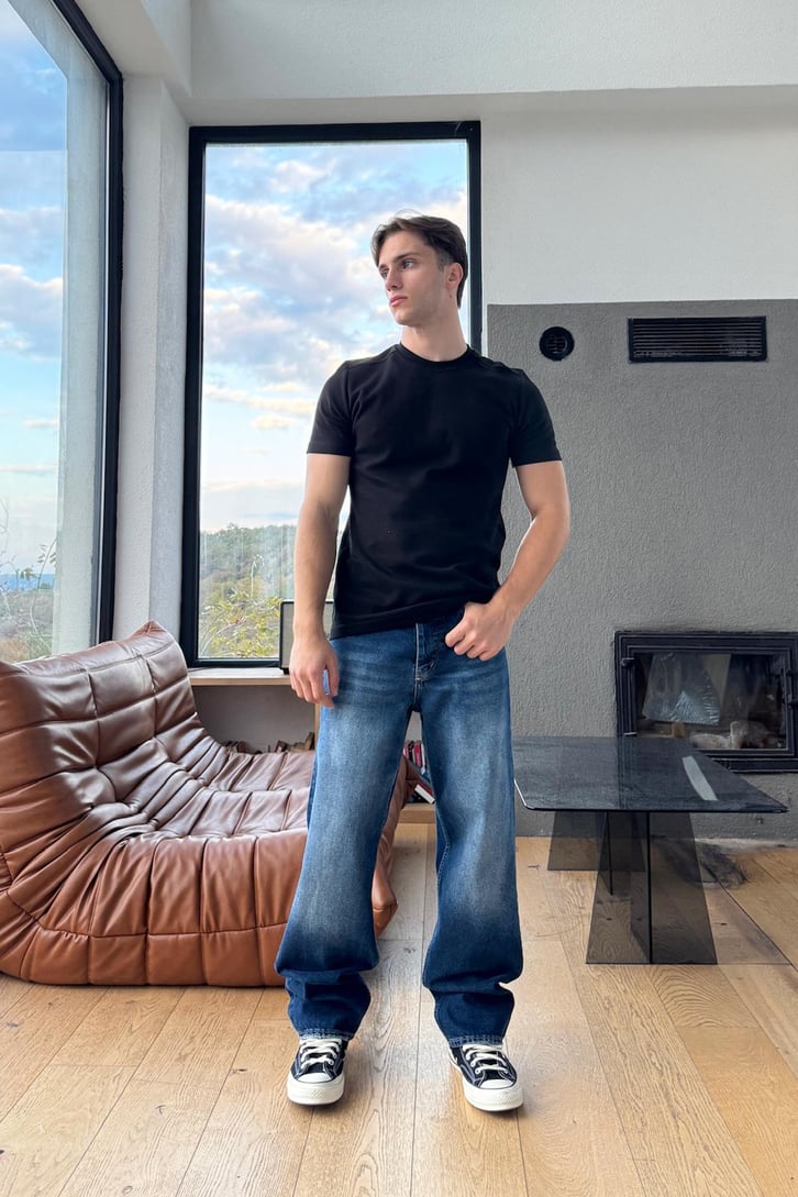 Çizgili Baggy Jean