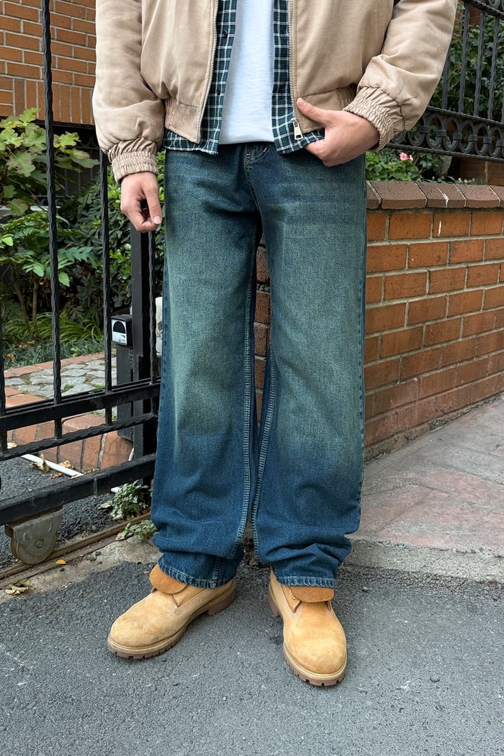 Çizgili Baggy Jean