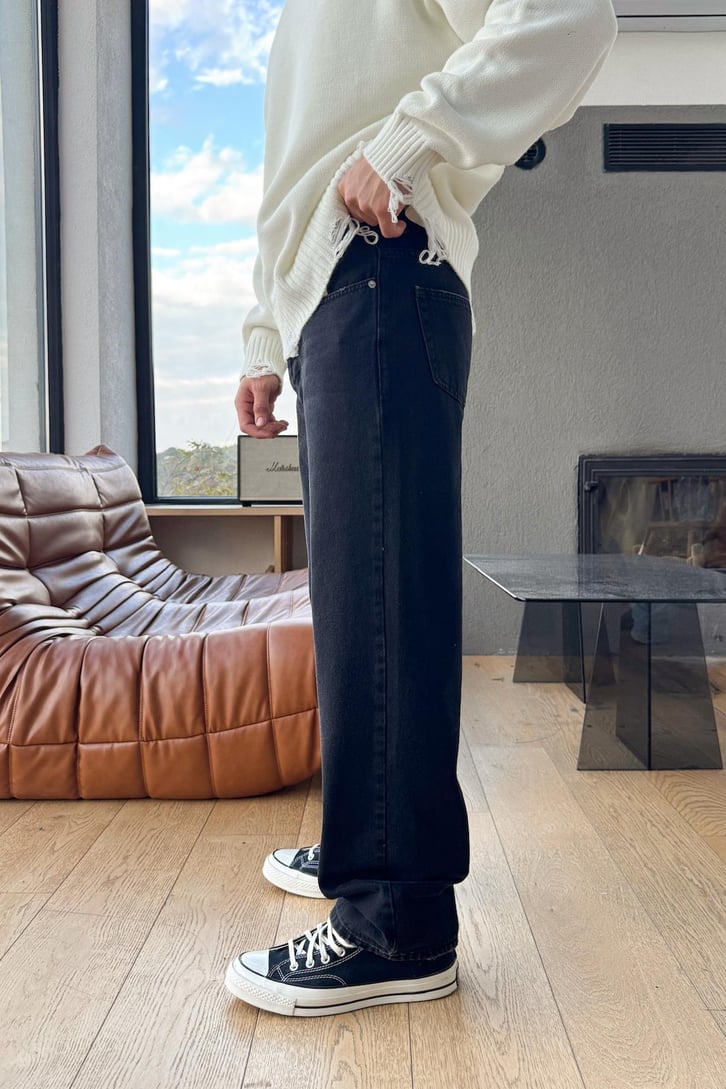 Çizgili Baggy Jean