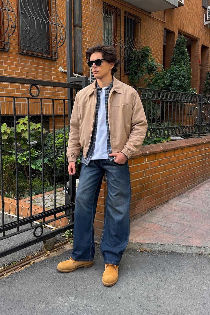Çizgili Baggy Jean