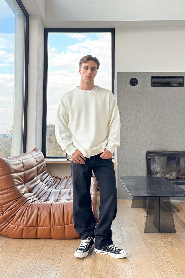 Çizgili Baggy Jean