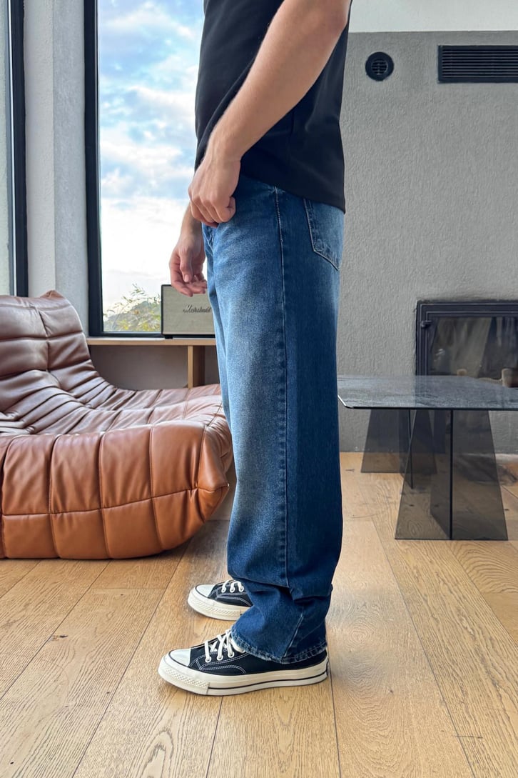 Çizgili Baggy Jean