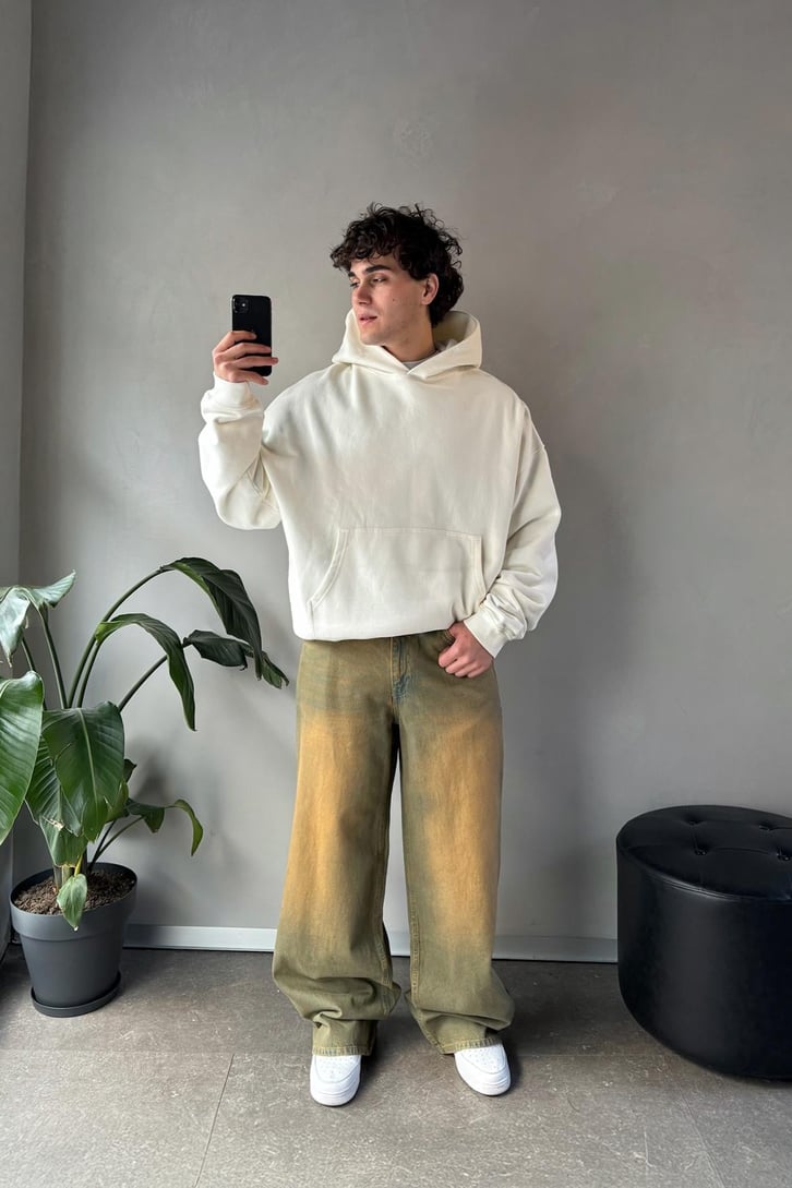 Çizgili Baggy Jean