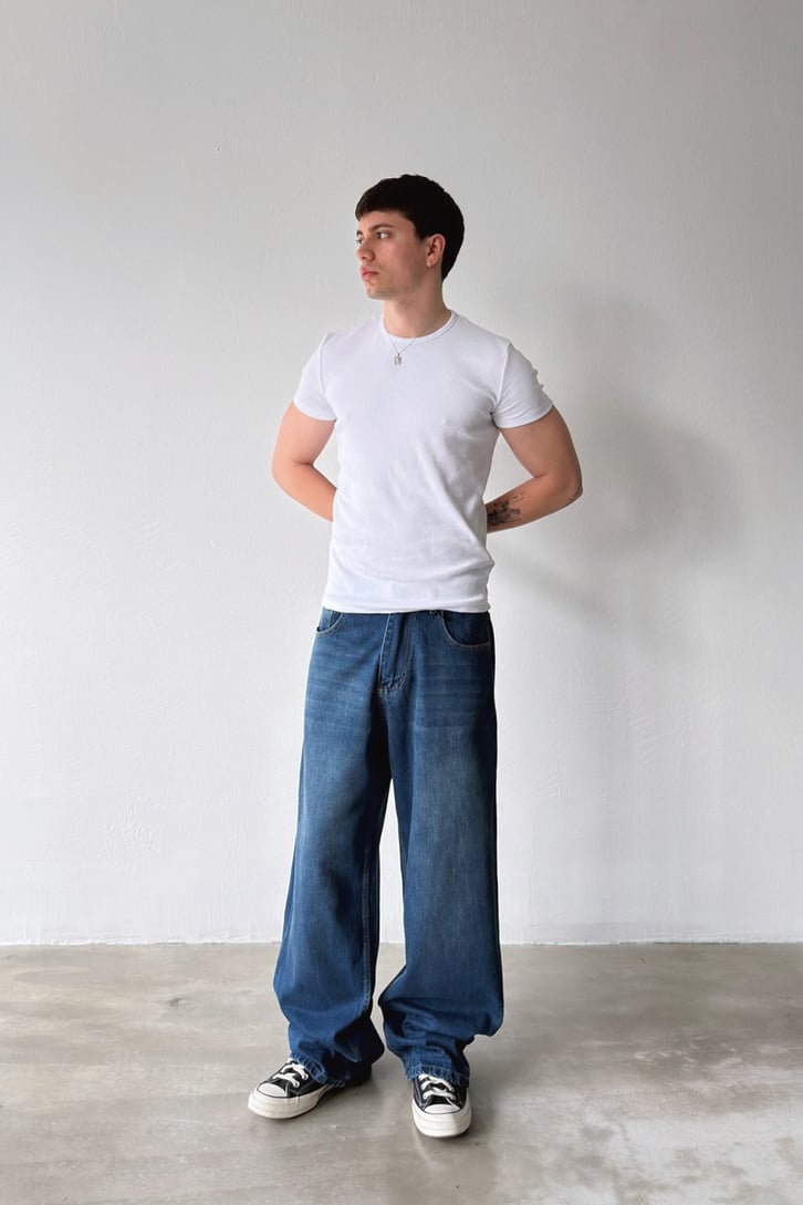 Çizgili Baggy Jean