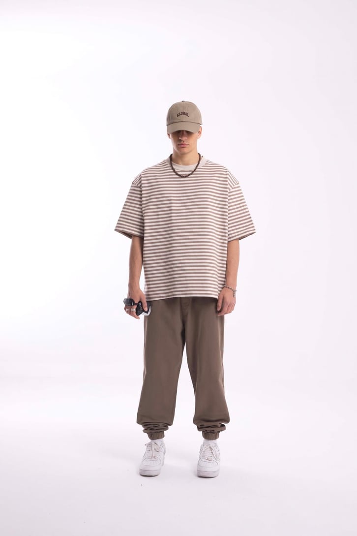 Çizgili Basic Oversize Tshirt