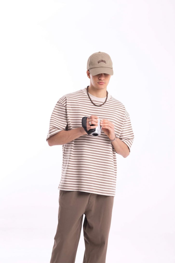 Çizgili Basic Oversize Tshirt