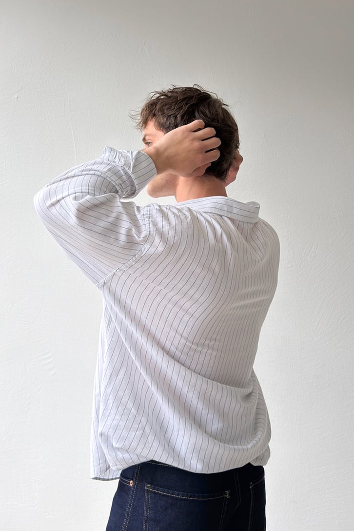 Çizgili Beyaz Poplin Oversize Gömlek